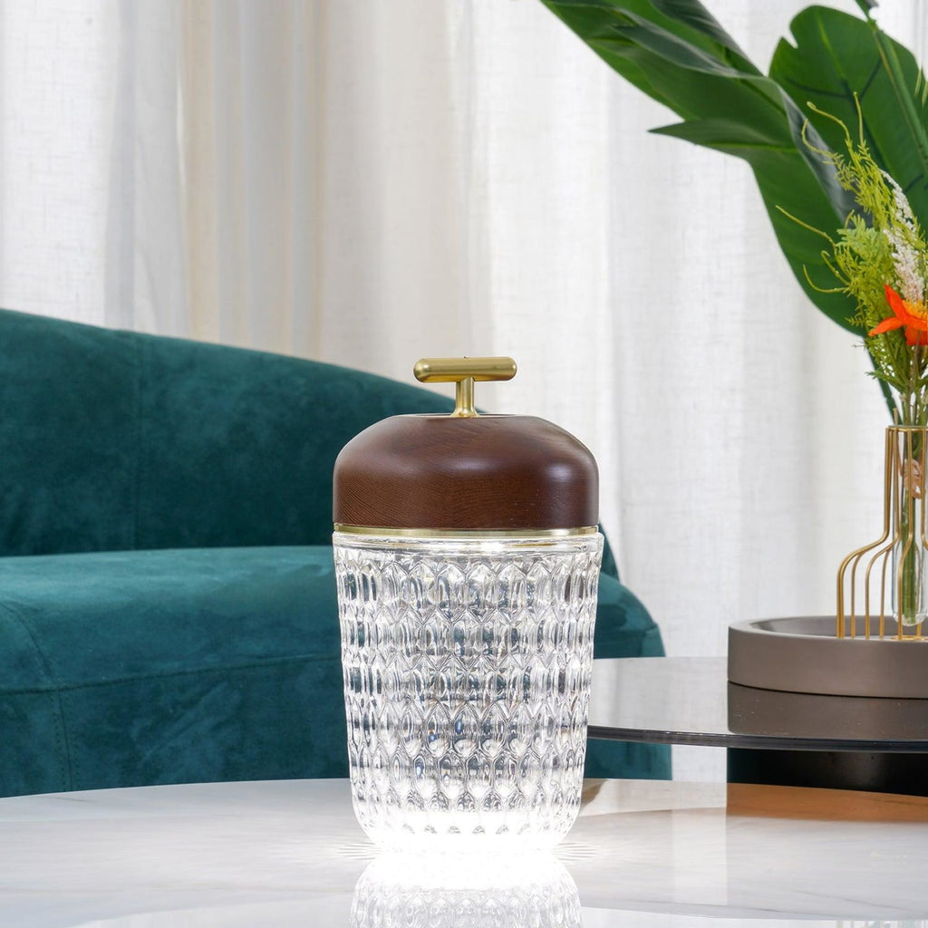 Modern Glass Table Lamp With USB Plug-In Convenience — Halden Lighting