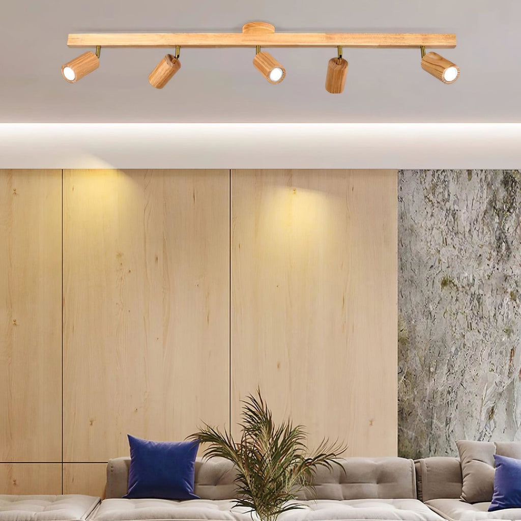Modern Linear Walnut Wood Ceiling Light for Living Room — Halden Lighting