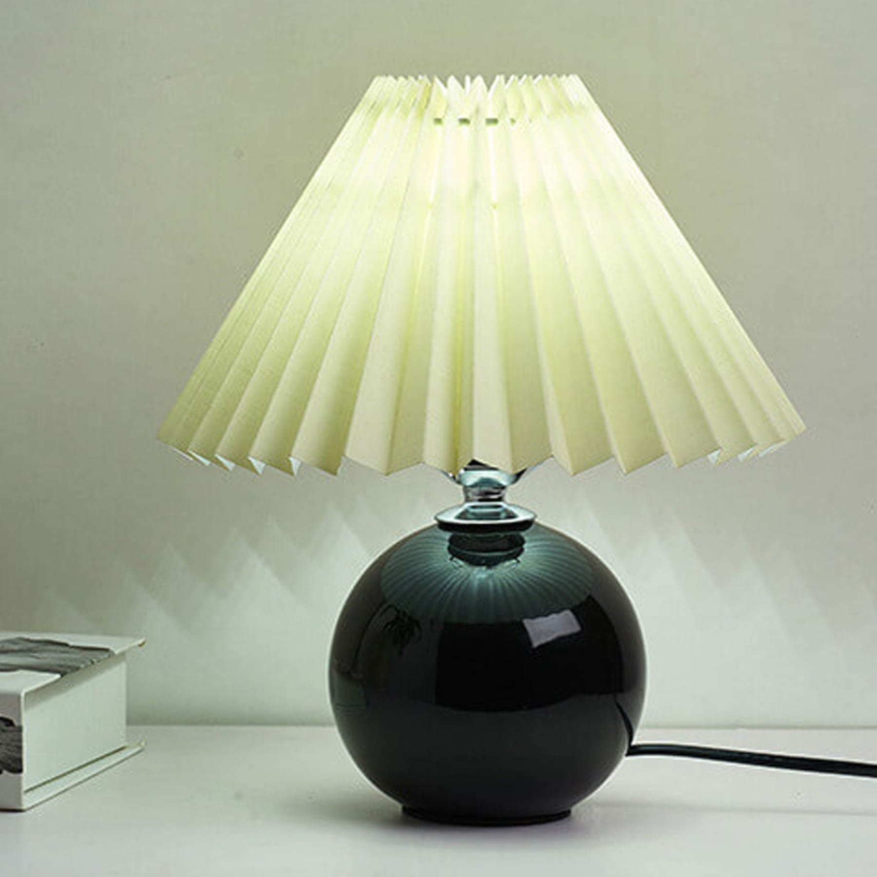 Retro Ceramic Table Lamp With Warm LED Glow in Black — Halden Lighting