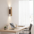 Modern Travertine And Wood Wall Light With Warm LED Glow — Halden Lighting