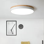 Modern Wood Flush Mount Ceiling Light With Remote Dimming — Halden Lighting