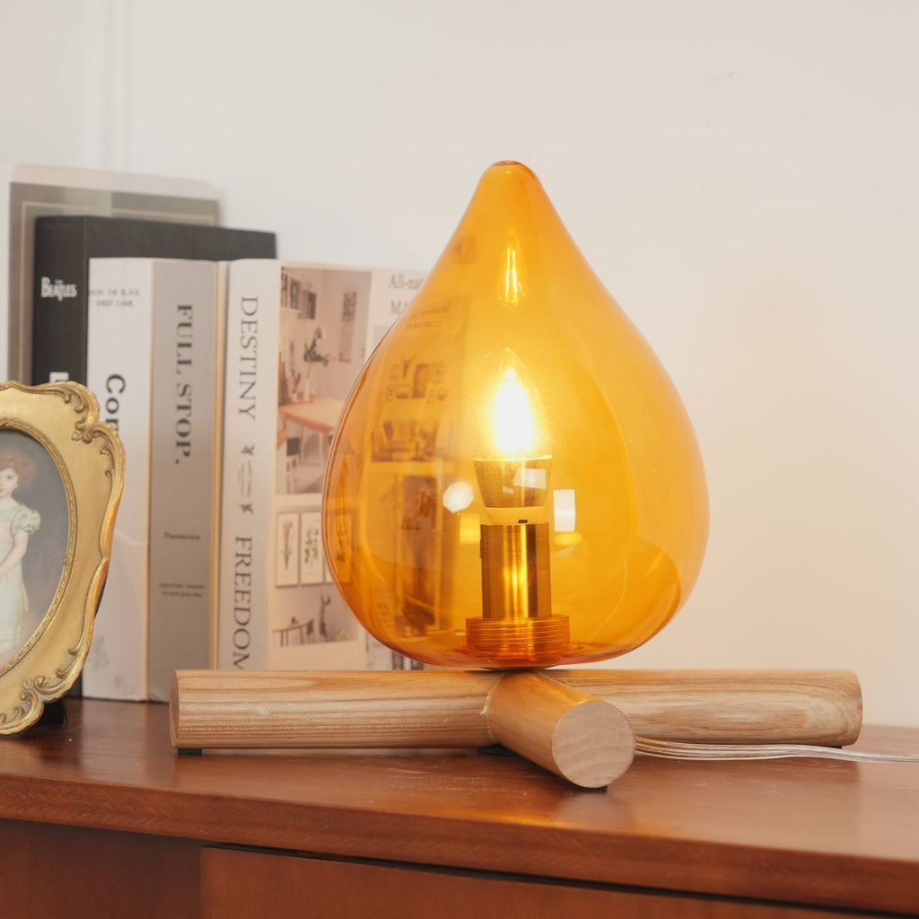 Modern Bamboo and Wood Table Lamp With Warm LED Glow — Halden Lighting