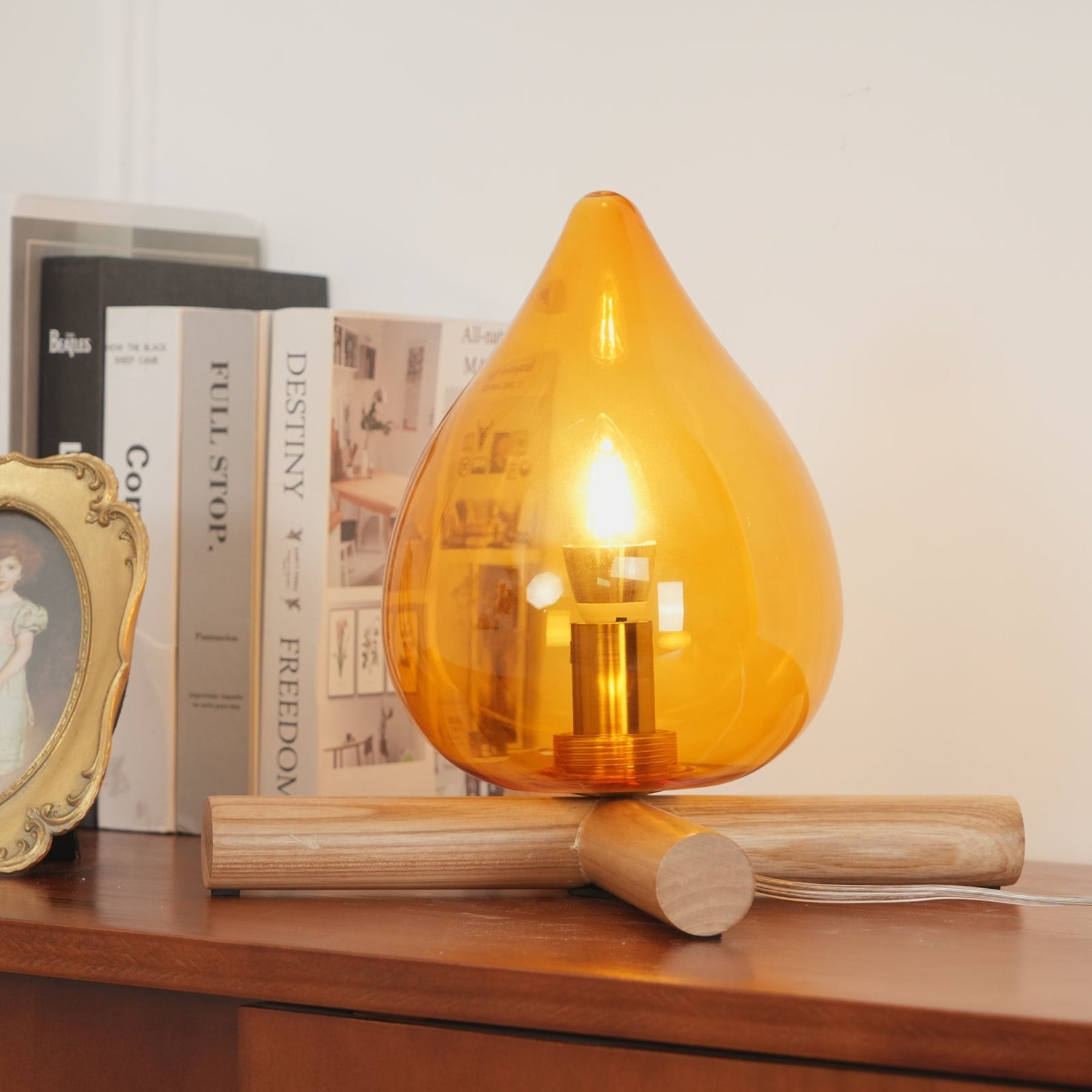Modern Bamboo and Wood Table Lamp With Warm LED Glow — Halden Lighting