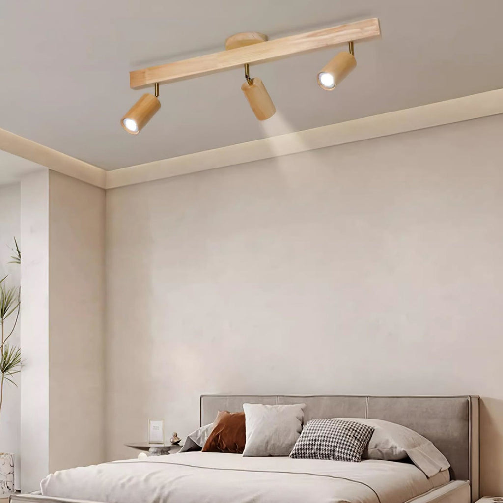Modern Linear Walnut Wood Ceiling Light for Living Room — Halden Lighting