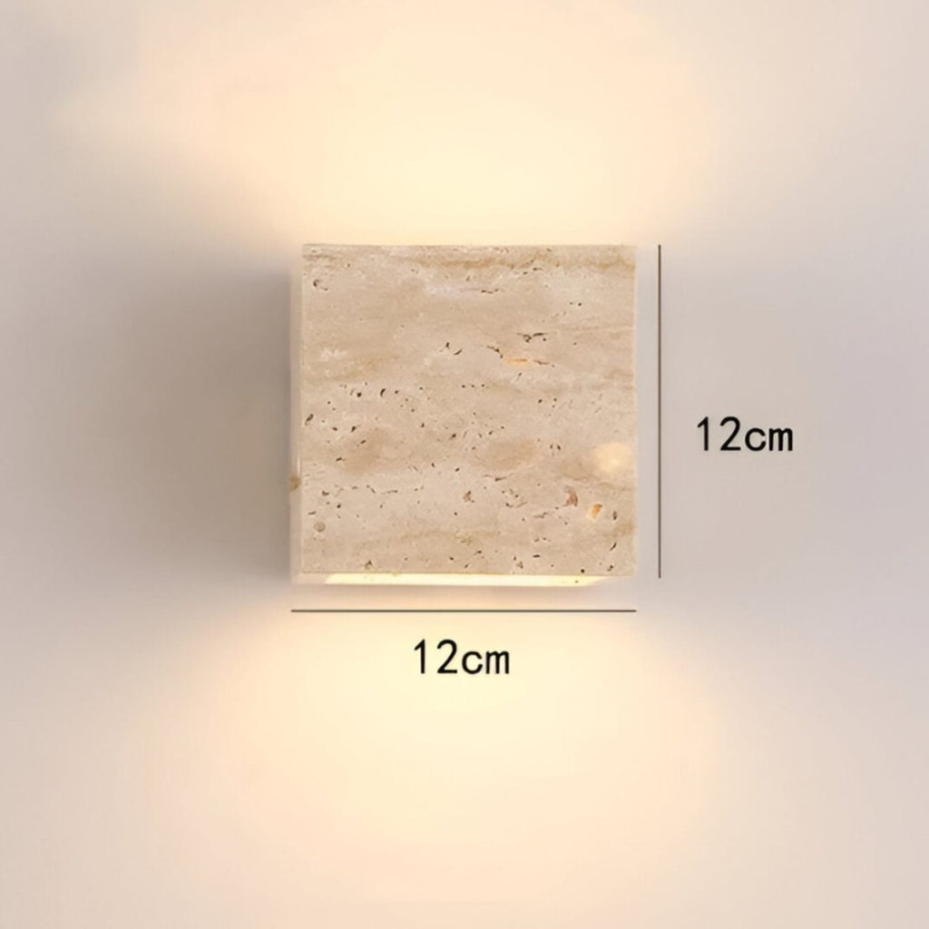 Modern Travertine Stone Wall Light With Warm LED Glow — Halden Lighting