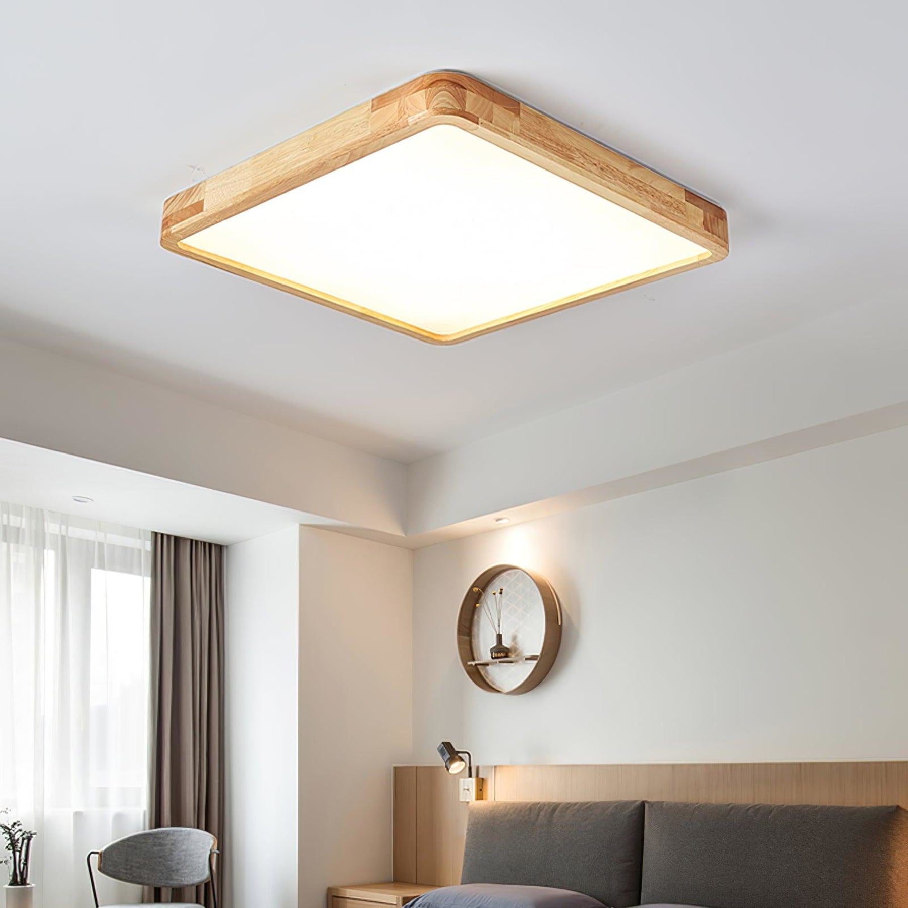 Scandinavian Wood Flush Mount Ceiling Light With Slim Profile — Halden Lighting