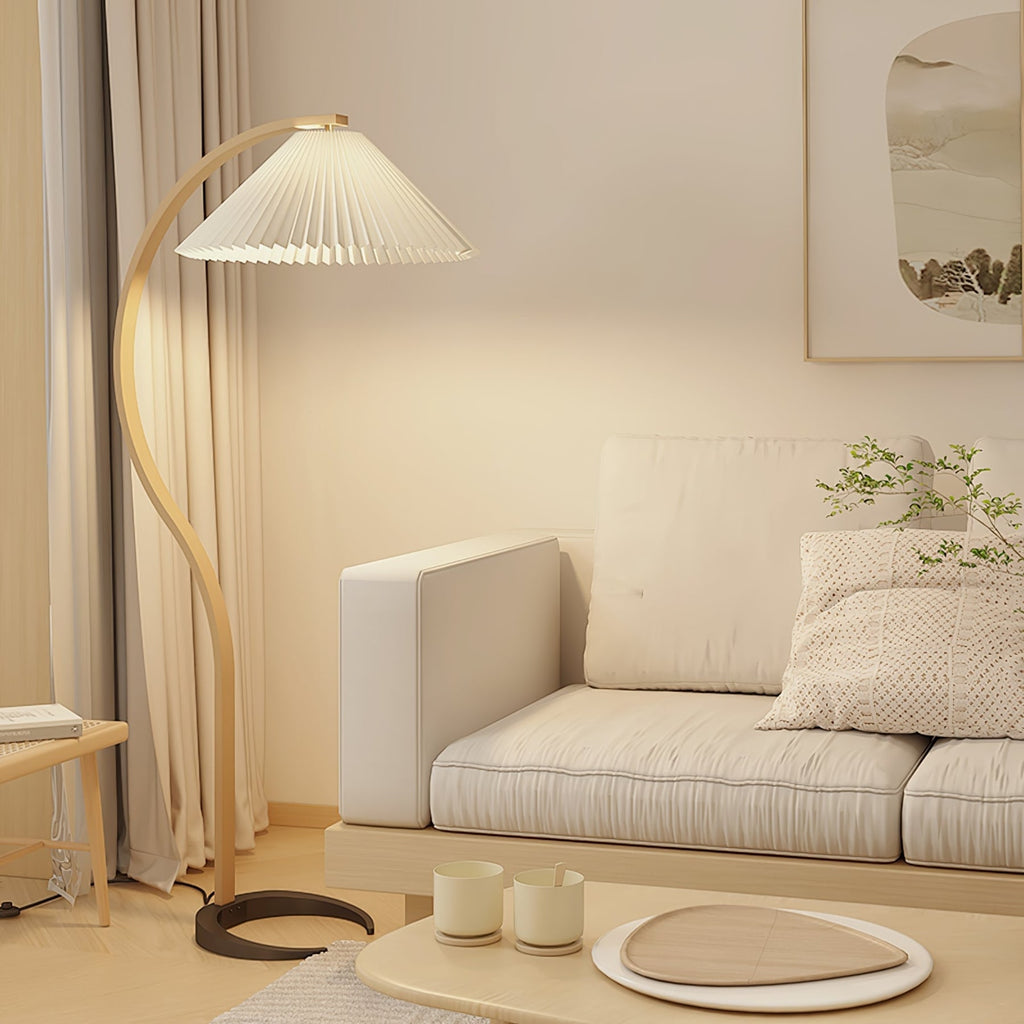 Scandinavian Wood Floor Lamp With Warm LED Glow for Living Room — Halden Lighting