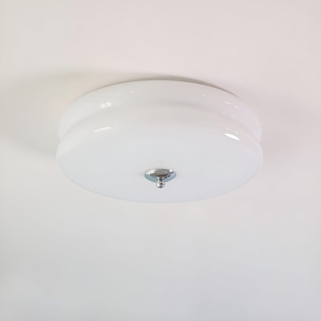 Retro Glass Flush Mount Ceiling Light For Living Room in Chrome White — Halden Lighting