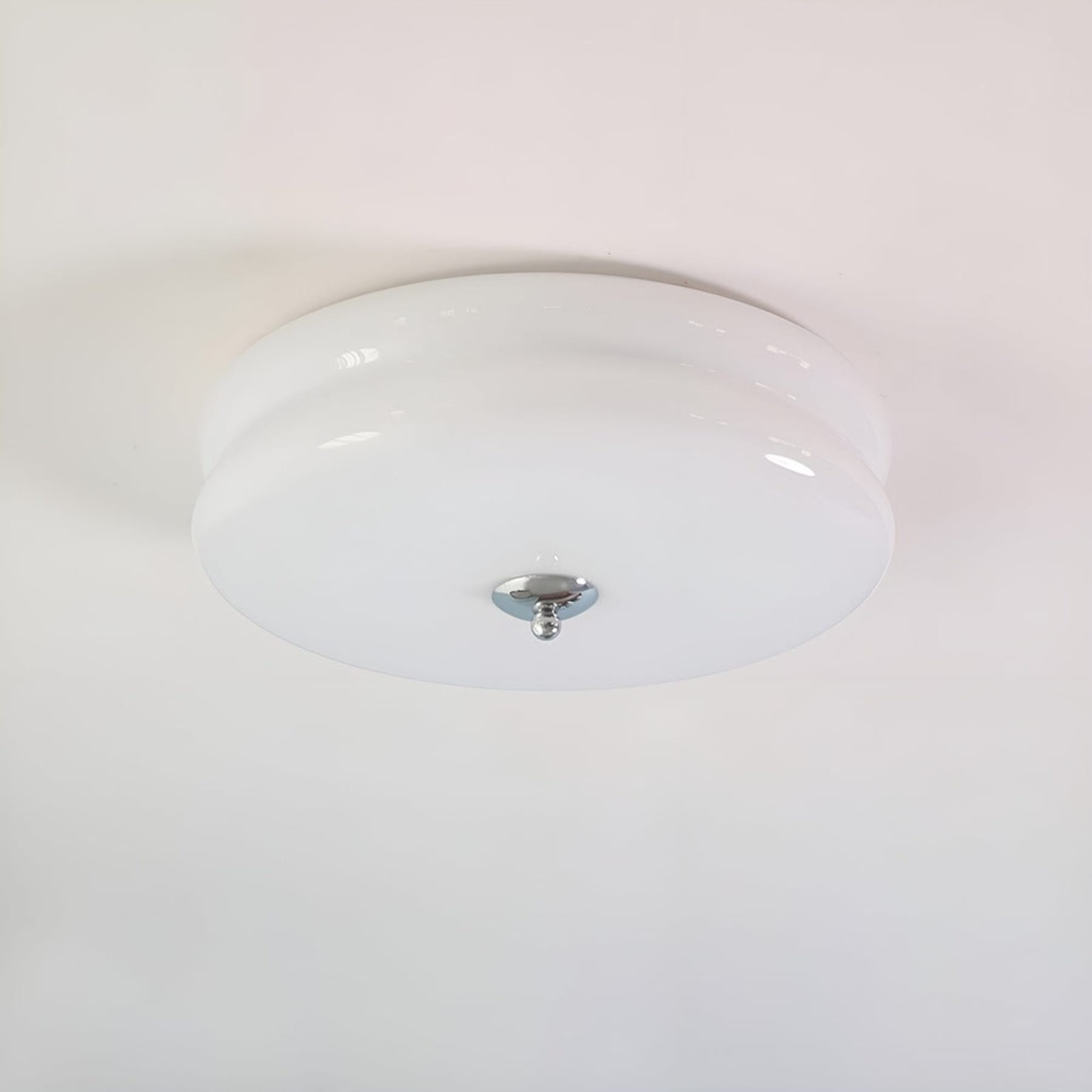 Retro Glass Flush Mount Ceiling Light For Living Room in Chrome White — Halden Lighting