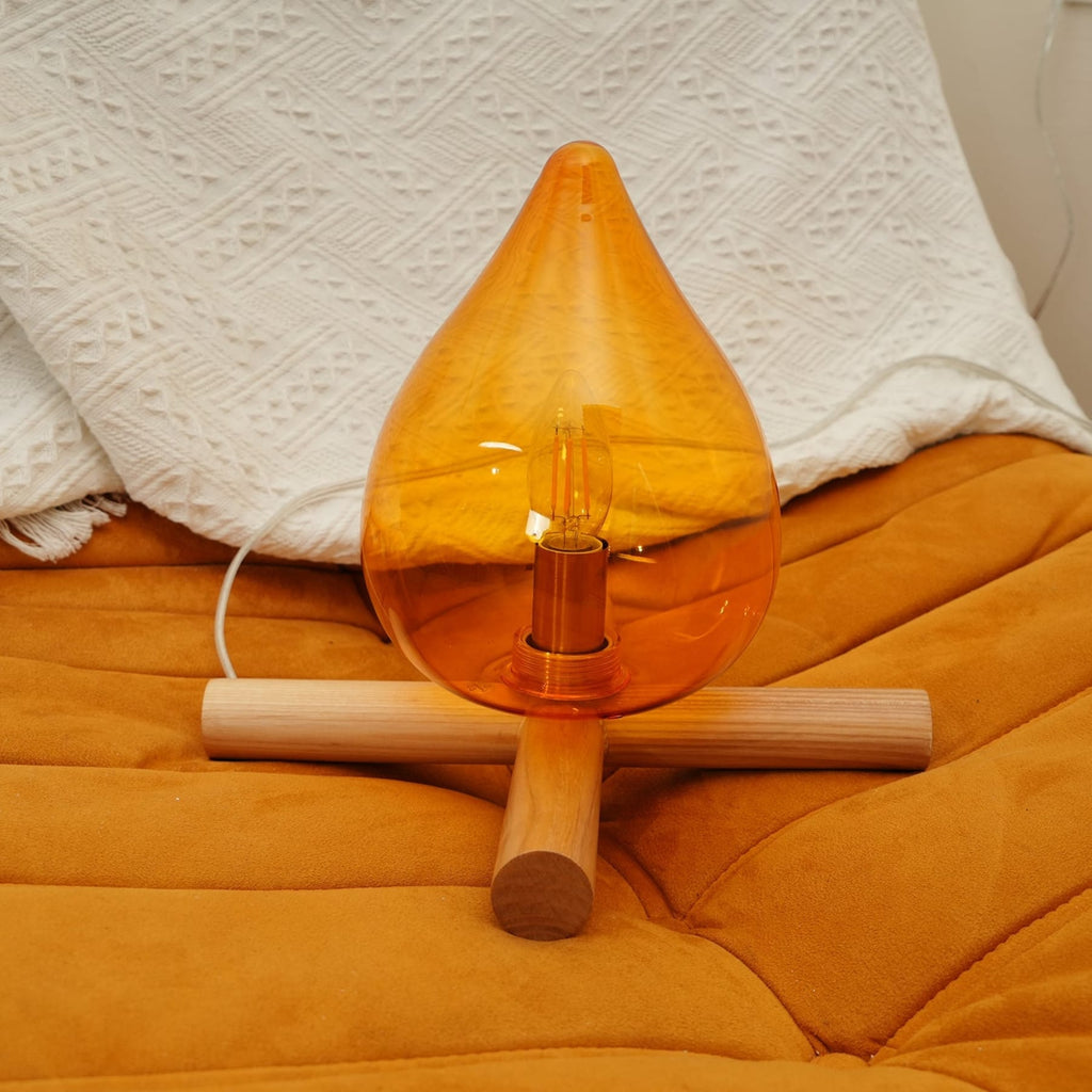 Modern Bamboo and Wood Table Lamp With Warm LED Glow — Halden Lighting
