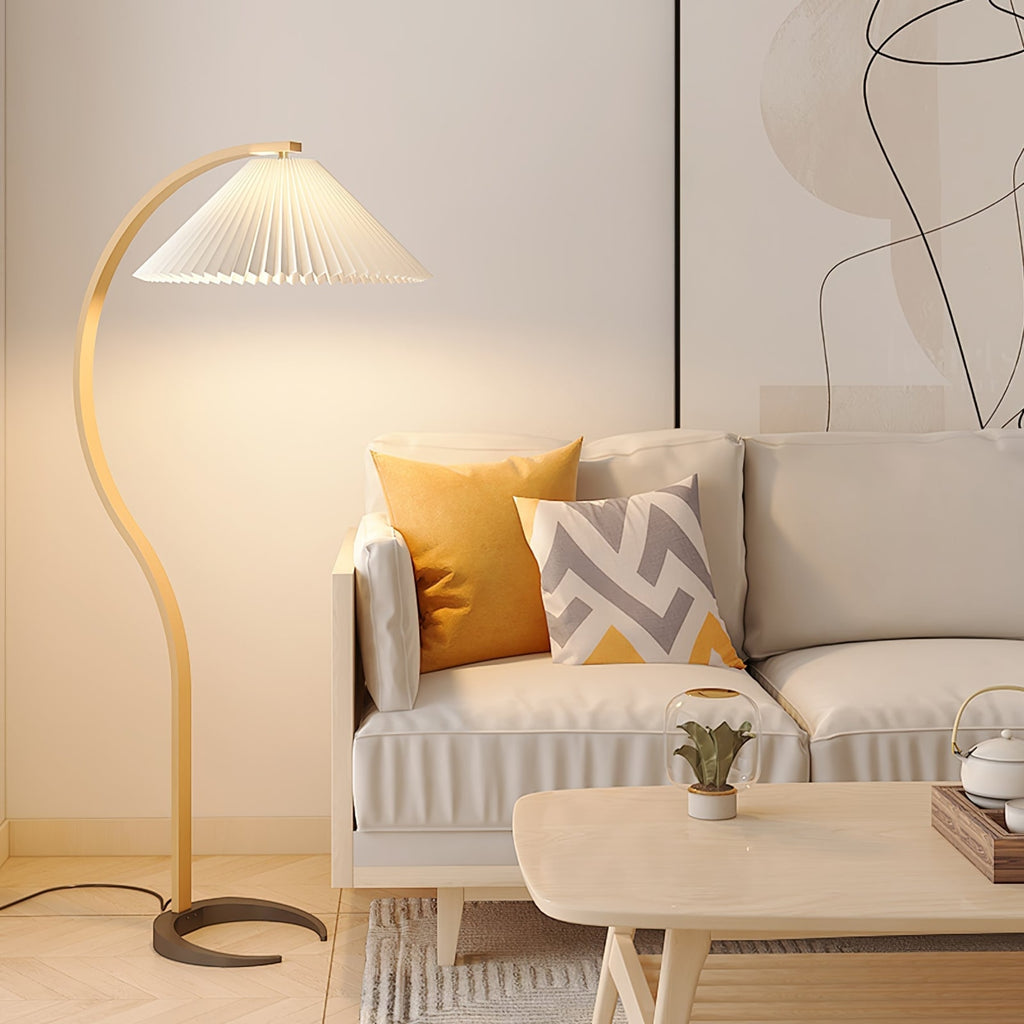 Scandinavian Wood Floor Lamp With Warm LED Glow for Living Room — Halden Lighting