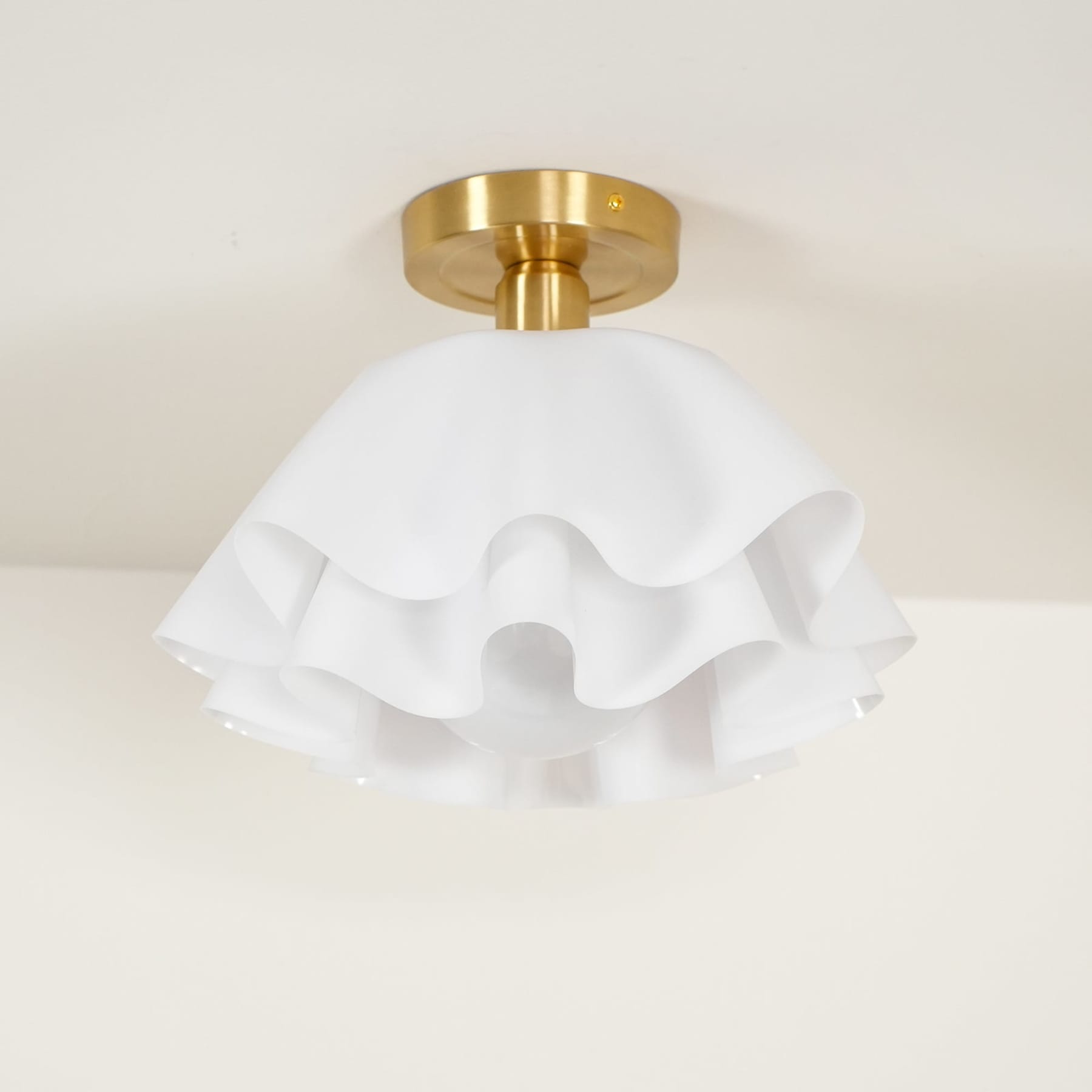 Modern Copper and Acrylic Semi-Flush Ceiling Light With Dimmable Glow — Halden Lighting