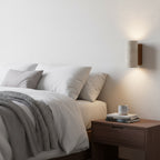 Modern Travertine And Wood Wall Light With Warm LED Glow — Halden Lighting