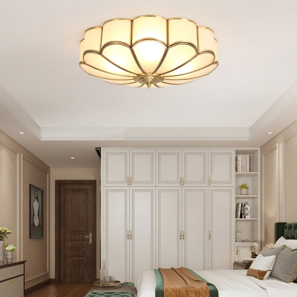 Traditional Brass Flush Mount Ceiling Light With Cool Daylight Glow — Halden Lighting