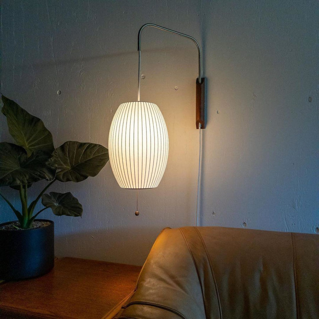 Retro Silk and Walnut Wall Light With Warm LED Glow — Halden Lighting