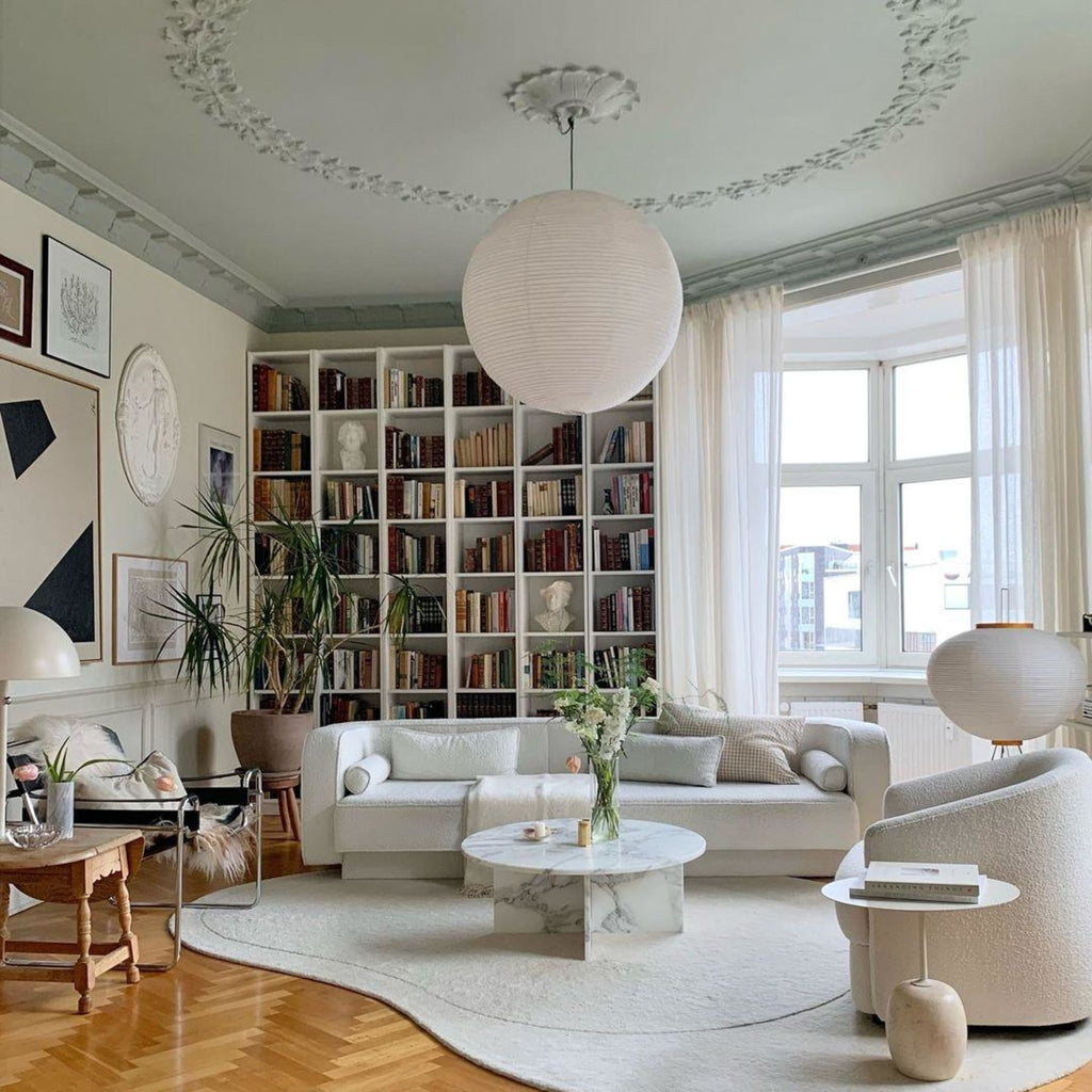 Minimalist Round Lantern Pendant Light With Fabric Shade — Halden Lighting