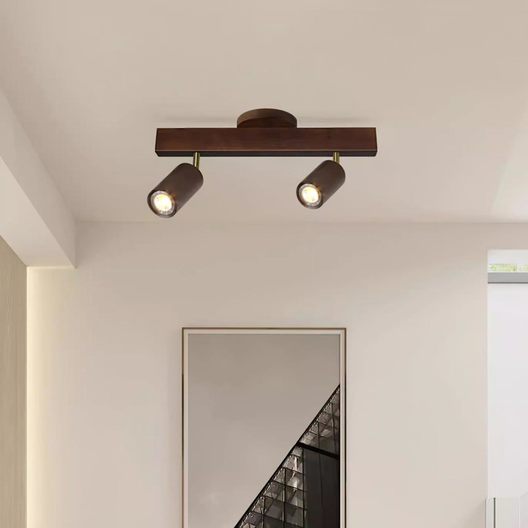 Modern Linear Walnut Wood Ceiling Light for Living Room — Halden Lighting