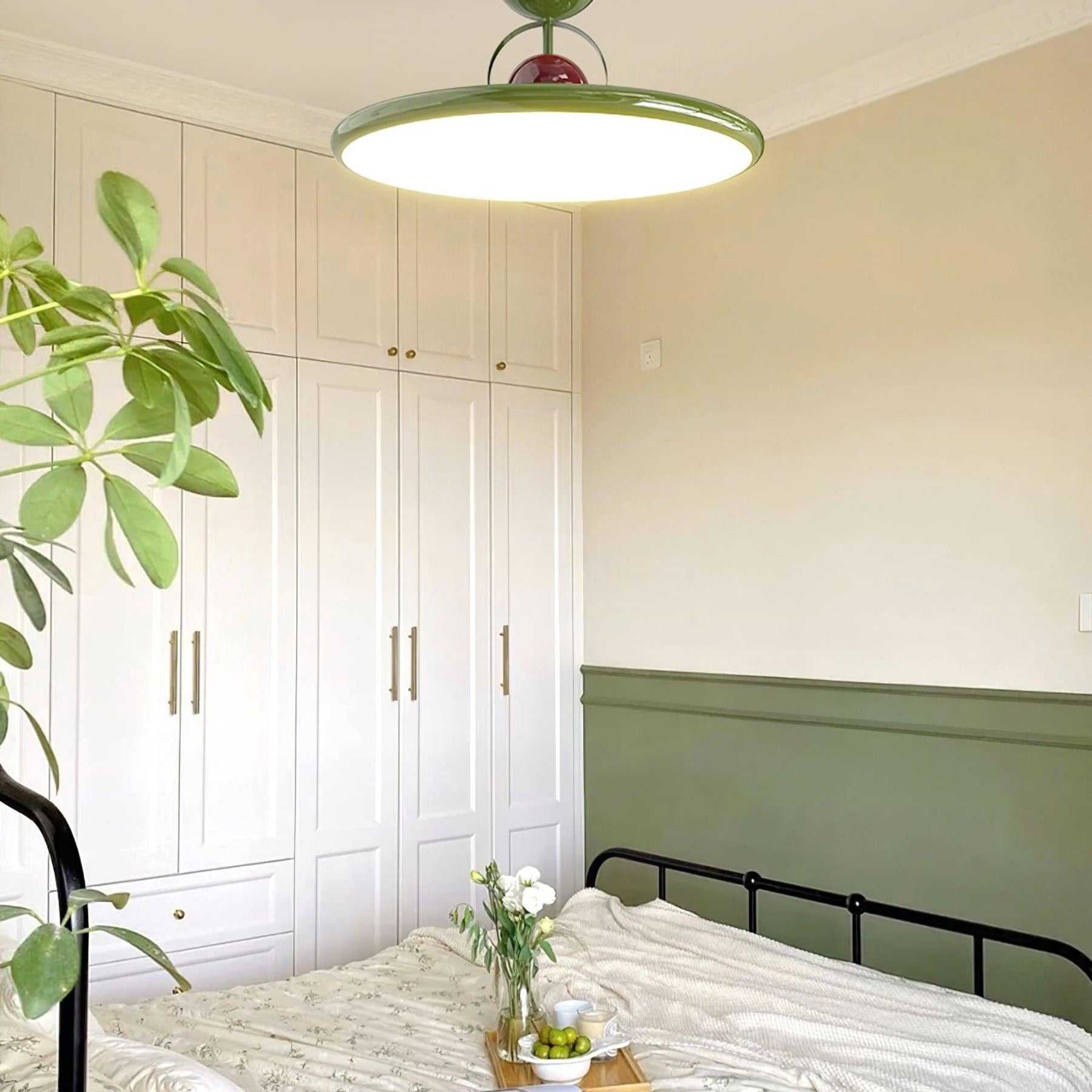 Modern Metal Semi-Flush Ceiling Light With Tri-Colour Dimming — Halden Lighting