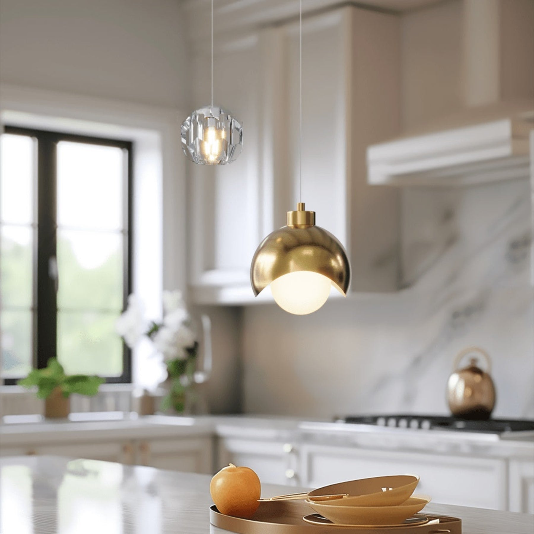Modern Metal Pendant Light for Dining Room and Kitchen in Gold — Halden Lighting