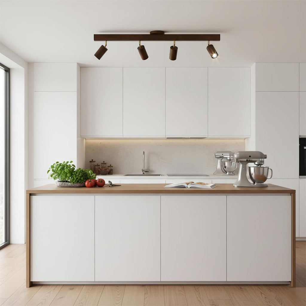 Modern Linear Walnut Wood Ceiling Light for Living Room — Halden Lighting