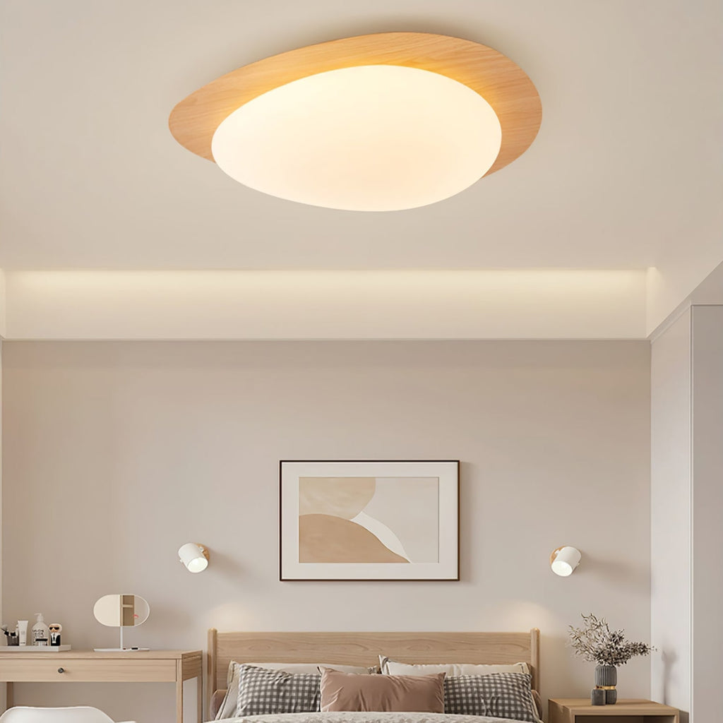 Scandinavian Wood Flush Mount Ceiling Light for Living Room — Halden Lighting