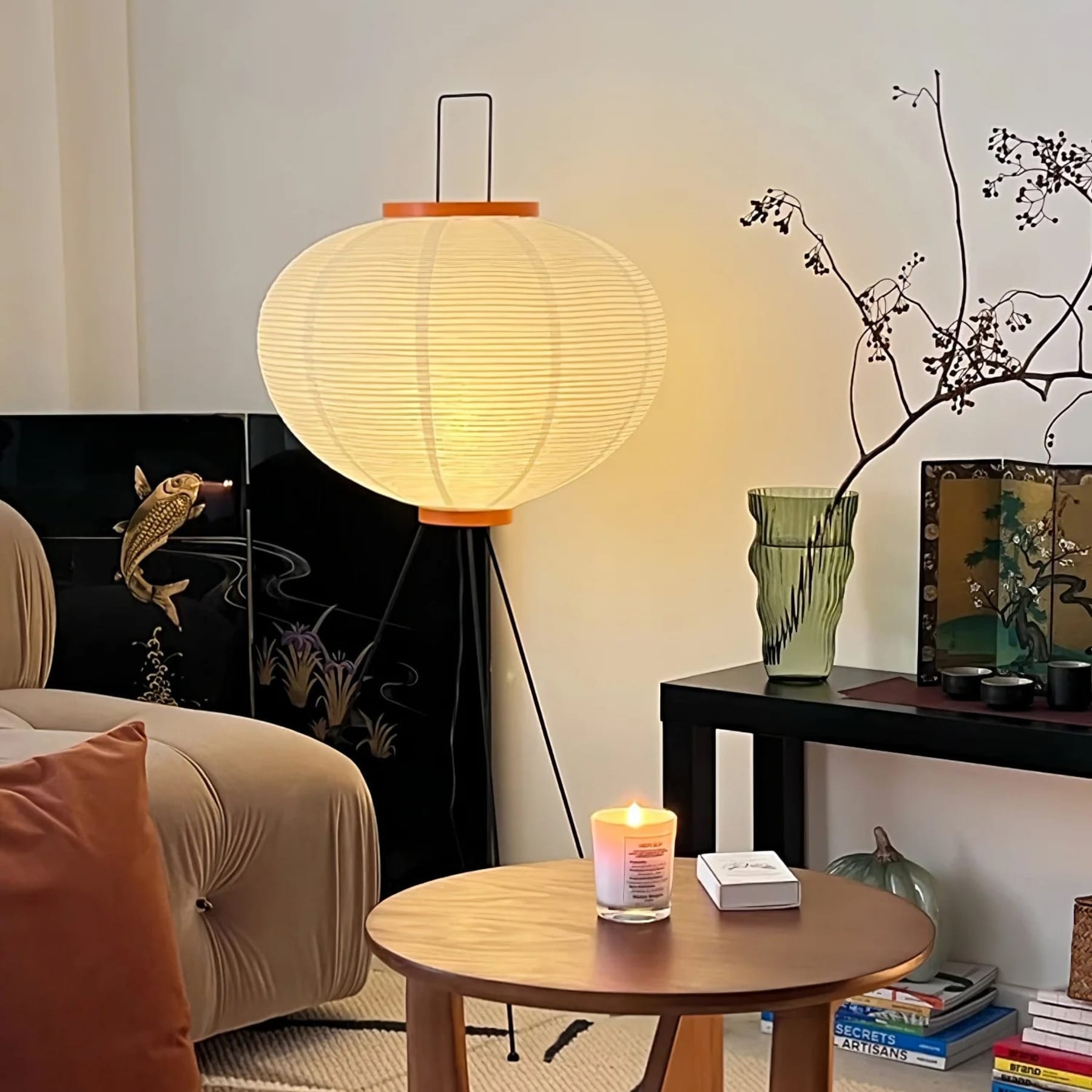 Modern Rice Paper Floor Lamp for Living Room and Bedroom — Halden Lighting
