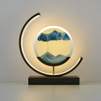 Modern Metal Table Lamp With Tri-Colour LED Glow in Blue — Halden Lighting