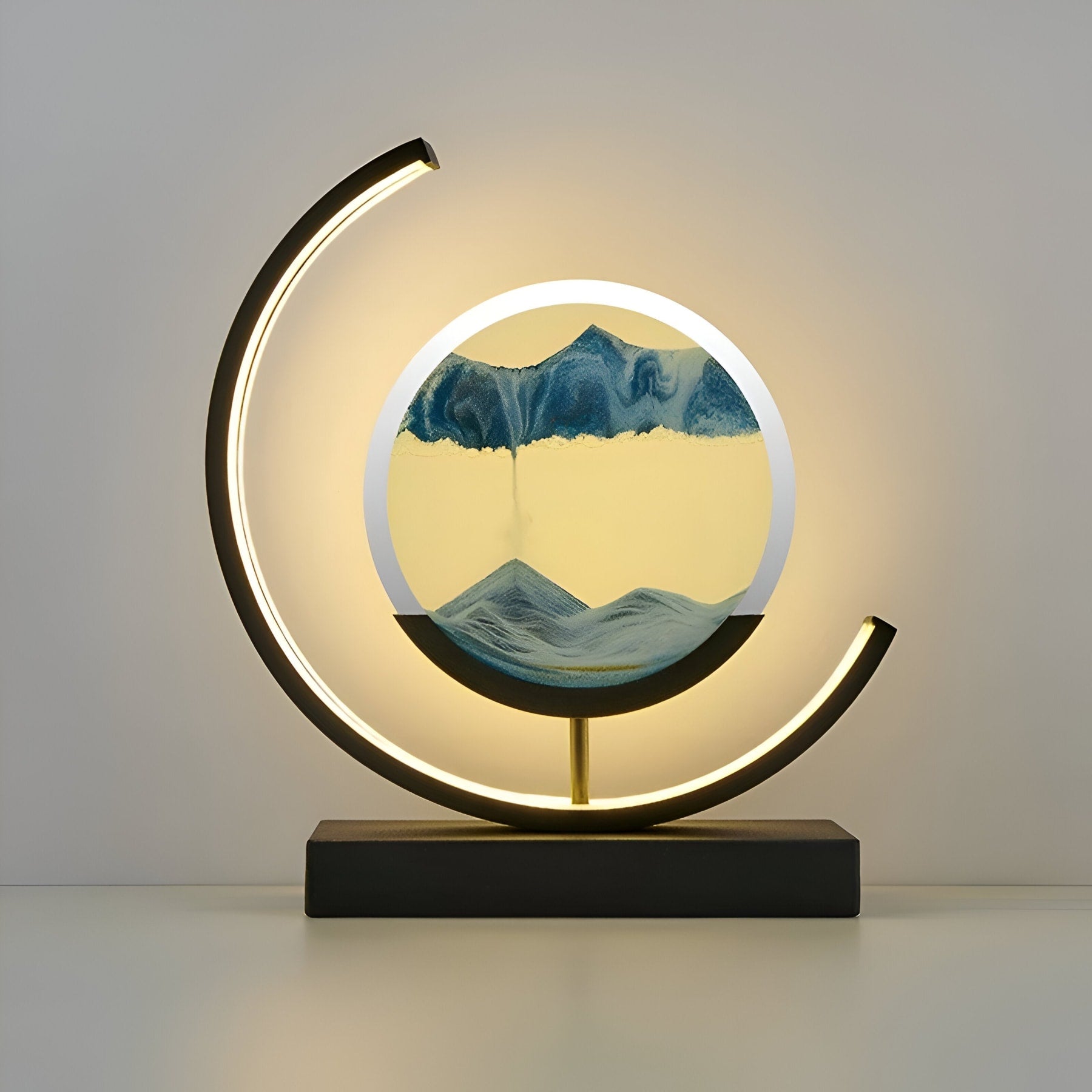 Modern Metal Table Lamp With Tri-Colour LED Glow in Blue — Halden Lighting