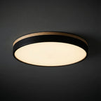 Modern Wood Flush Mount Ceiling Light With Remote Dimming in Black — Halden Lighting