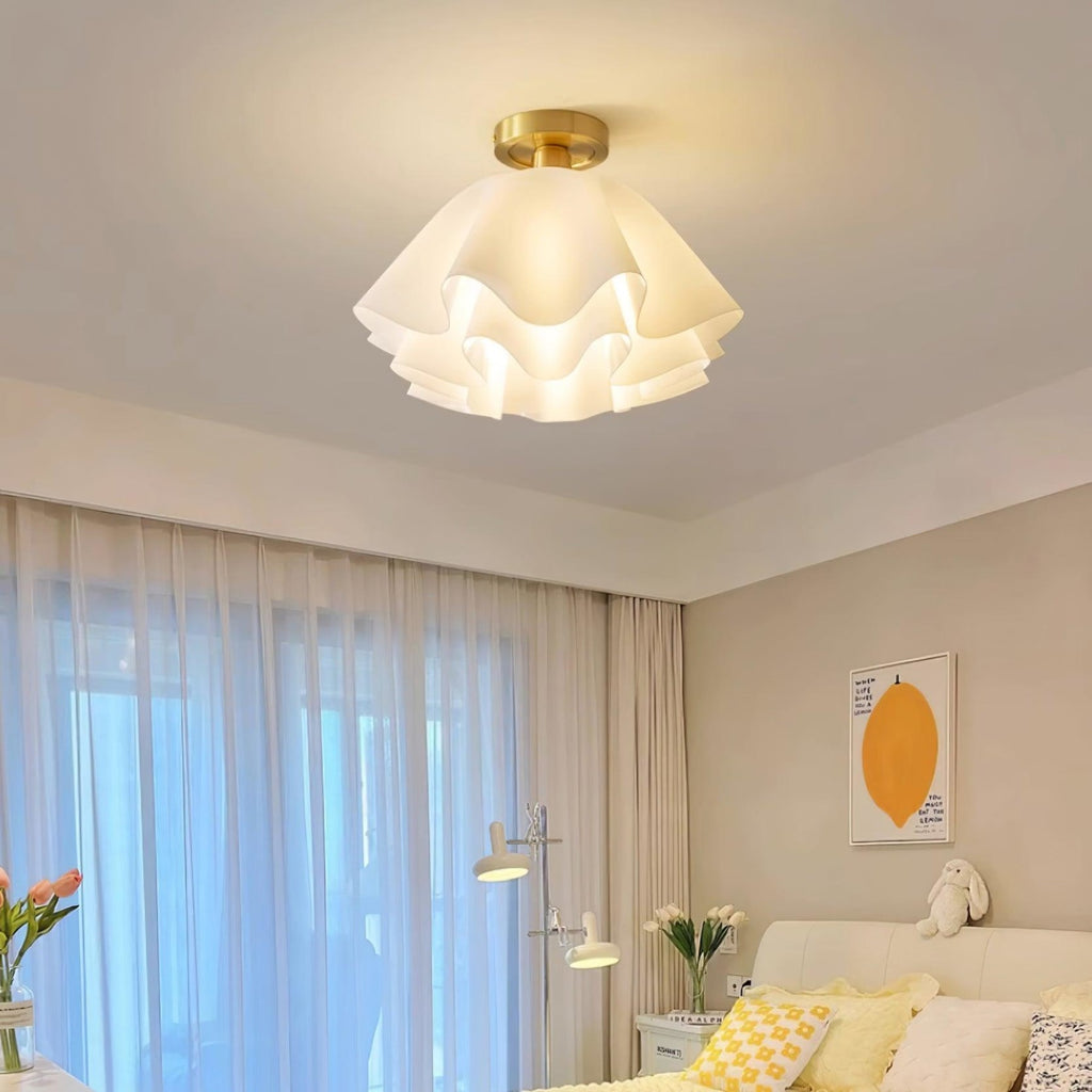 Modern Copper and Acrylic Semi-Flush Ceiling Light With Dimmable Glow — Halden Lighting