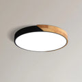 Modern Wood Flush Mount Ceiling Light With Remote Dimming in Black — Halden Lighting