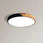 Modern Wood Flush Mount Ceiling Light With Remote Dimming in Black — Halden Lighting