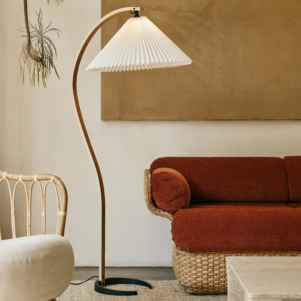 Scandinavian Wood Floor Lamp With Warm LED Glow for Living Room — Halden Lighting