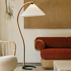 Scandinavian Wood Floor Lamp With Warm LED Glow for Living Room — Halden Lighting