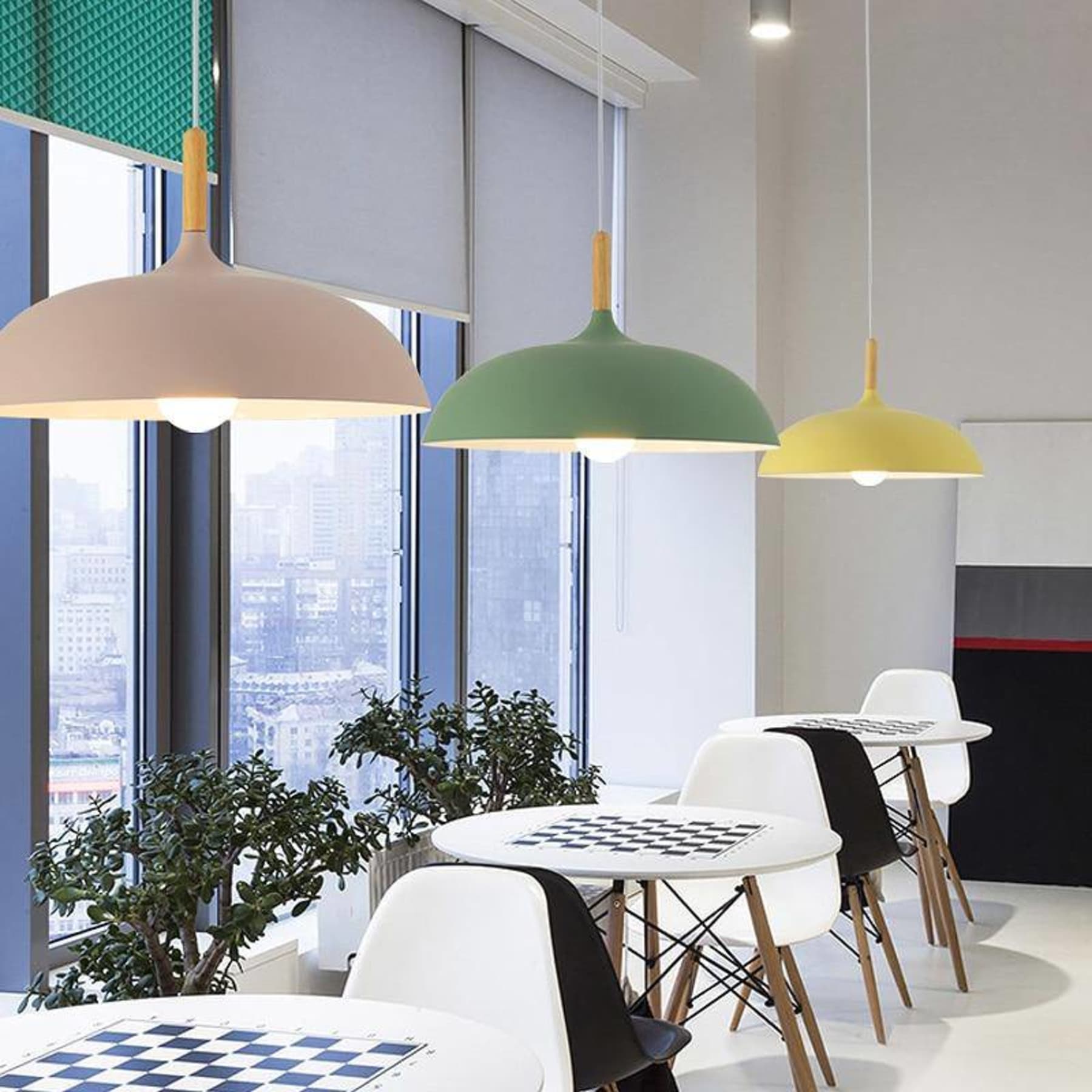Modern Wrought Iron Pendant Light With Daylight Glow — Halden Lighting