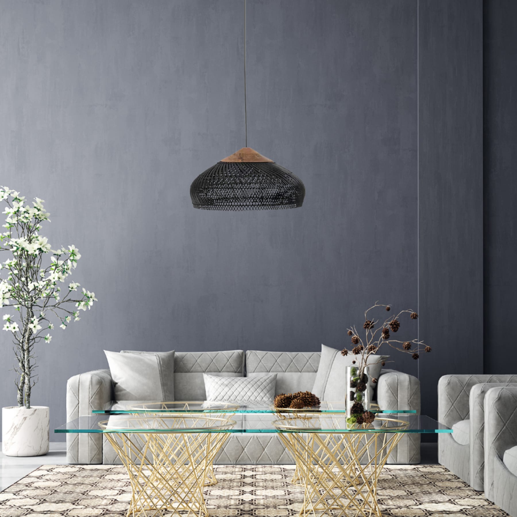 Bohemian Rattan Pendant Light With Warm LED Glow — Halden Lighting