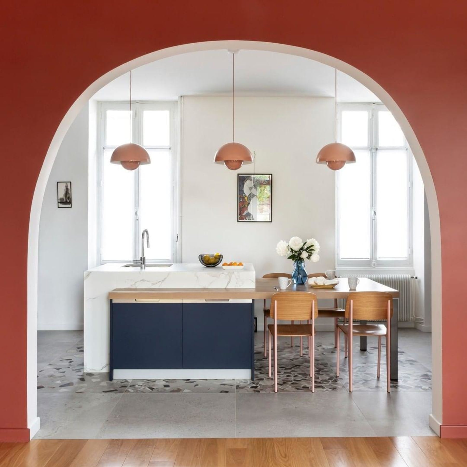 Modern Metal Dome Pendant Light With Integrated LED for Kitchen and Dining — Halden Lighting