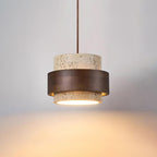 Modern Travertine And Wood Pendant Light For Dining Room — Halden Lighting