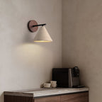 Travertine And Walnut Wall Light For Living Room — Halden Lighting