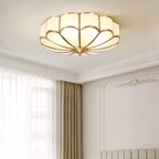 Traditional Brass Flush Mount Ceiling Light With Cool Daylight Glow — Halden Lighting