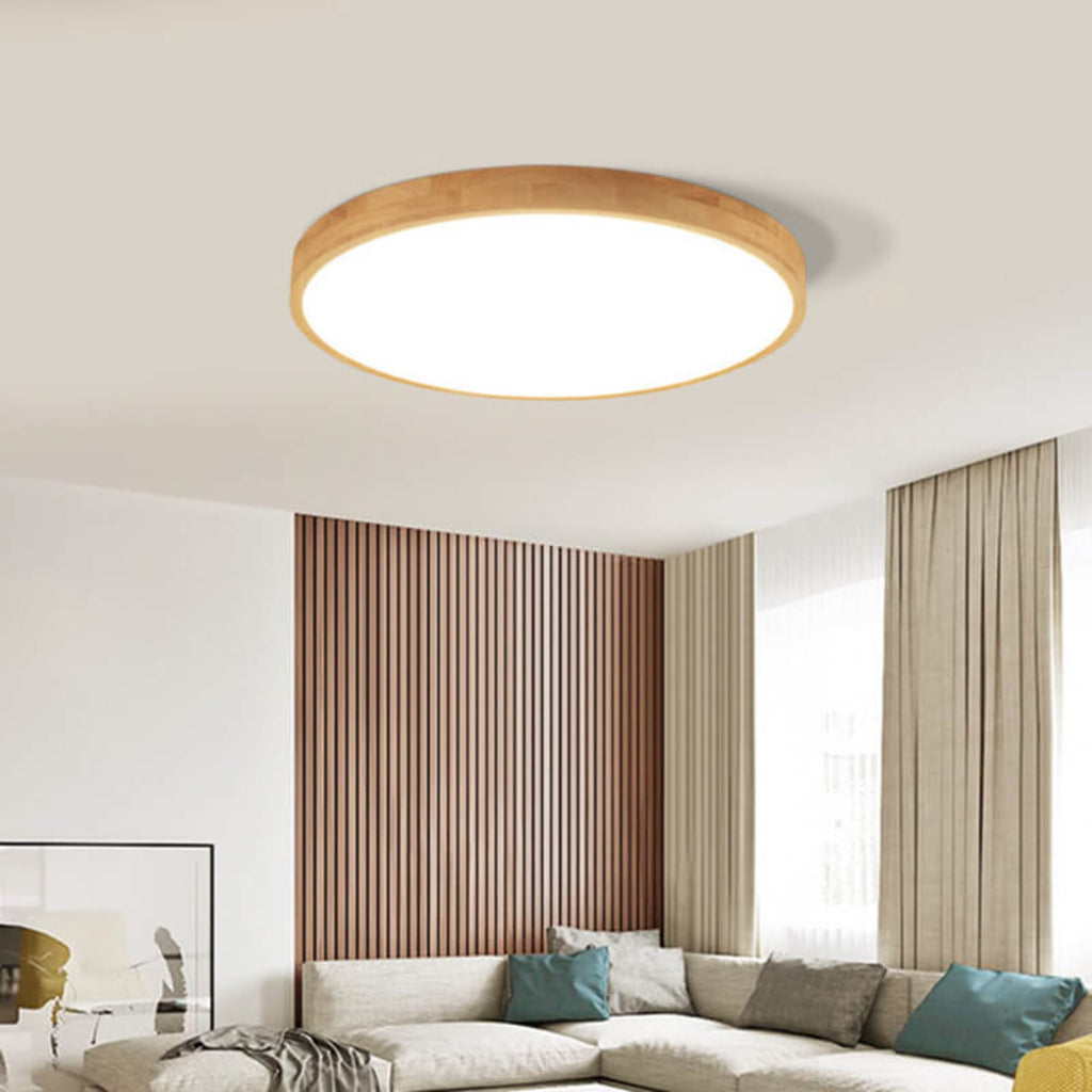 Scandinavian Wood Flush Mount Ceiling Light With Integrated LED — Halden Lighting