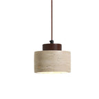 Modern Concrete Pendant Light With Tri-Colour LED Glow in Walnut — Halden Lighting