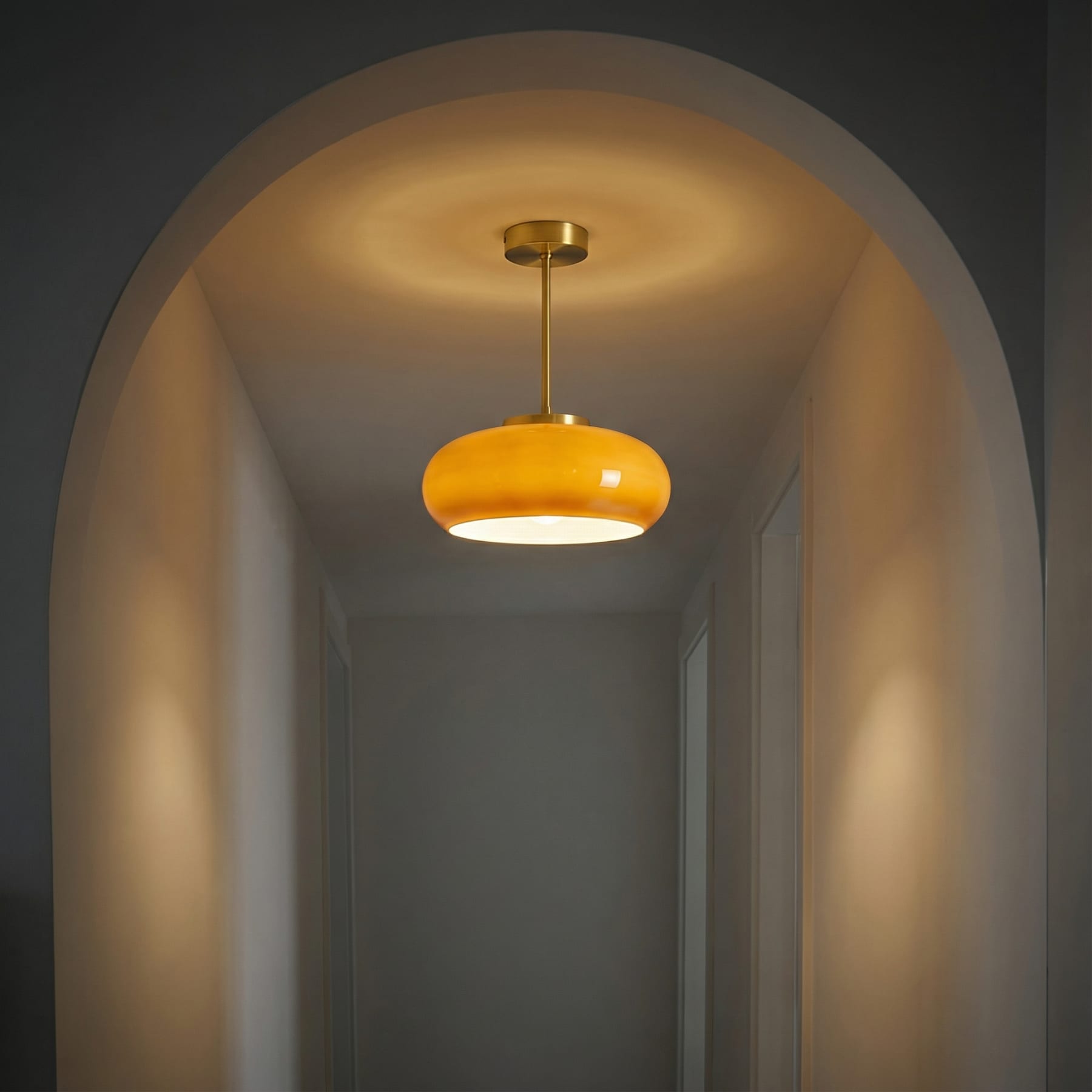 Modern Glass Globe Ceiling Light With Cool Daylight Glow in Pendant Light: Ø28 x H32 cm (Ø11" x H13") — Halden Lighting