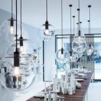 Modern Glass Pendant Light With Warm LED Glow for Dining Room — Halden Lighting