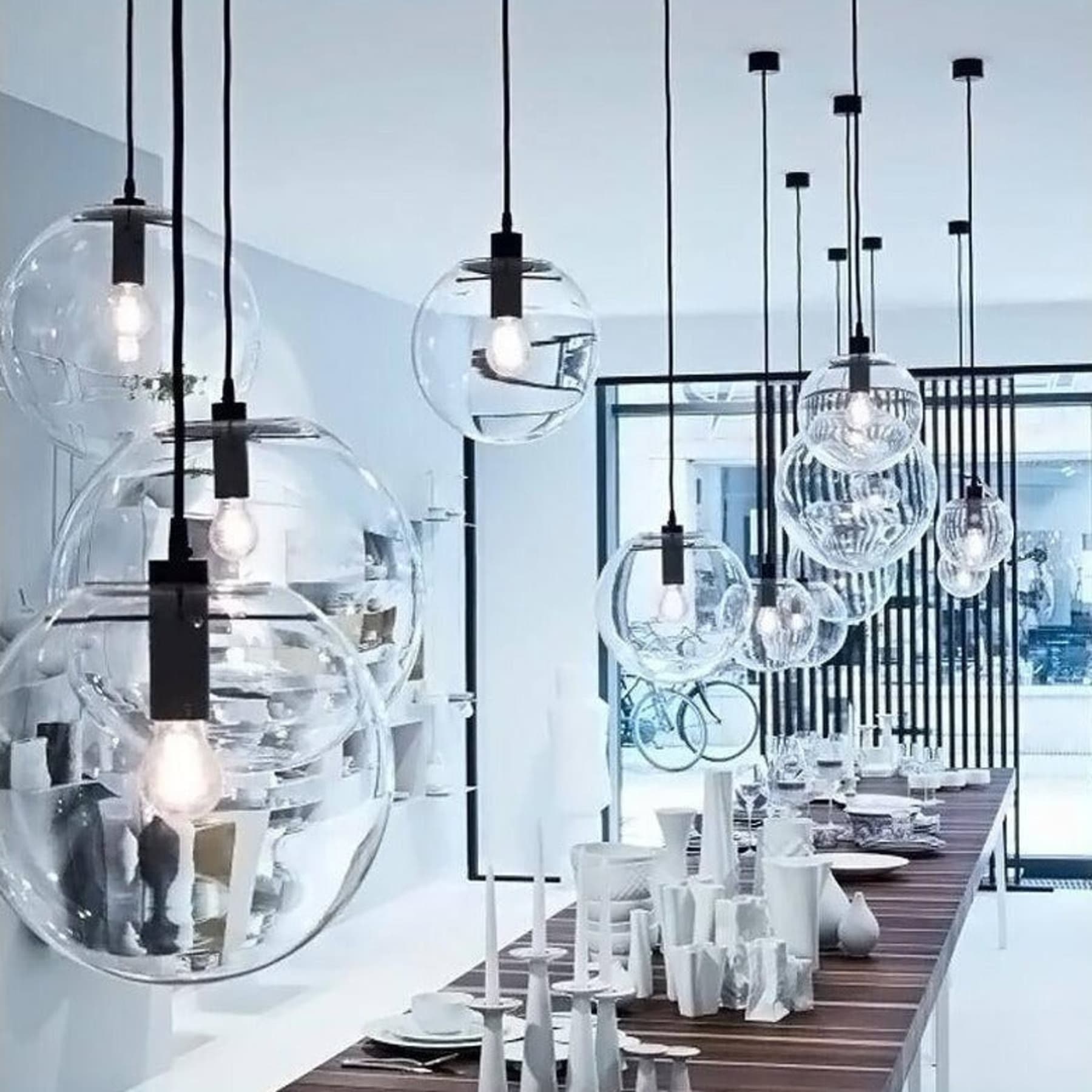 Modern Glass Pendant Light With Warm LED Glow for Dining Room — Halden Lighting