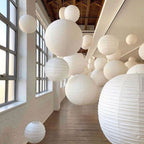 Minimalist Round Lantern Pendant Light With Fabric Shade — Halden Lighting