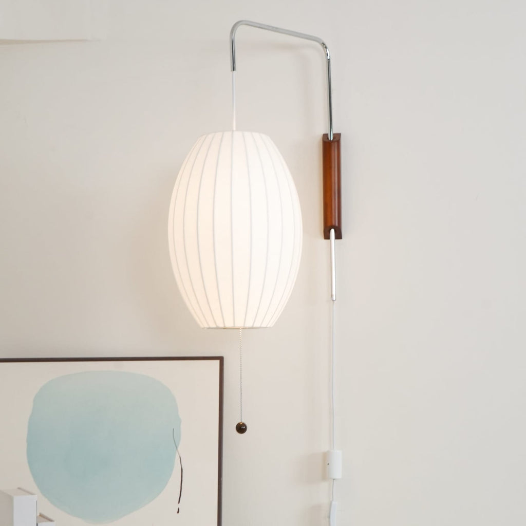 Retro Silk and Walnut Wall Light With Warm LED Glow — Halden Lighting