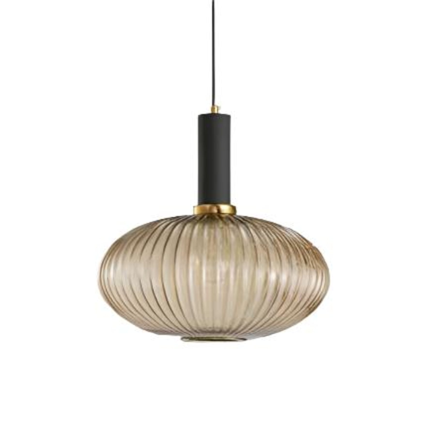 Modern Glass Pendant Light With Warm LED Glow in Rounded Drum Shape- D30 cm (D11.8") — Halden Lighting