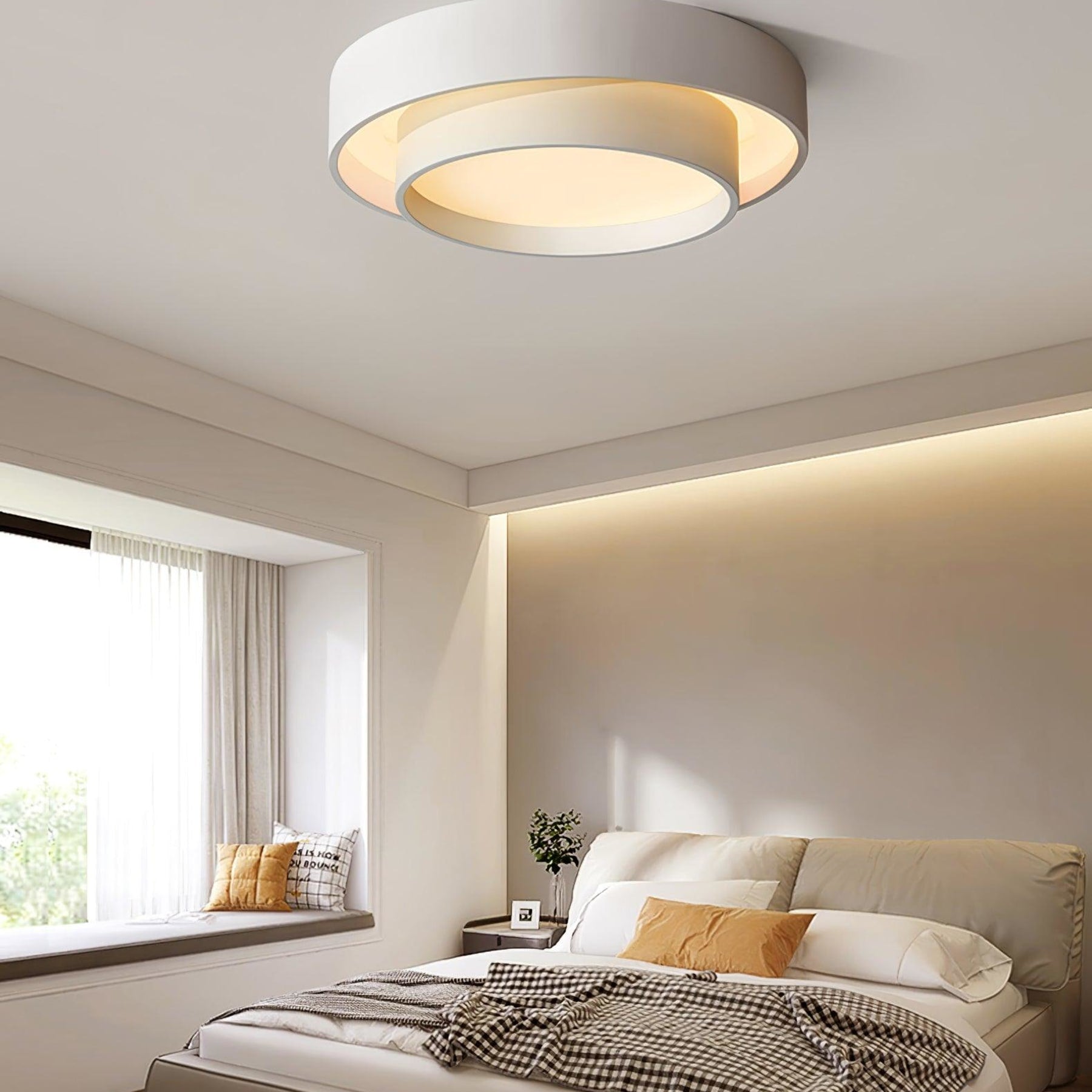 Modern Metal Flush Mount Ceiling Light With Cool Daylight Glow — Halden Lighting