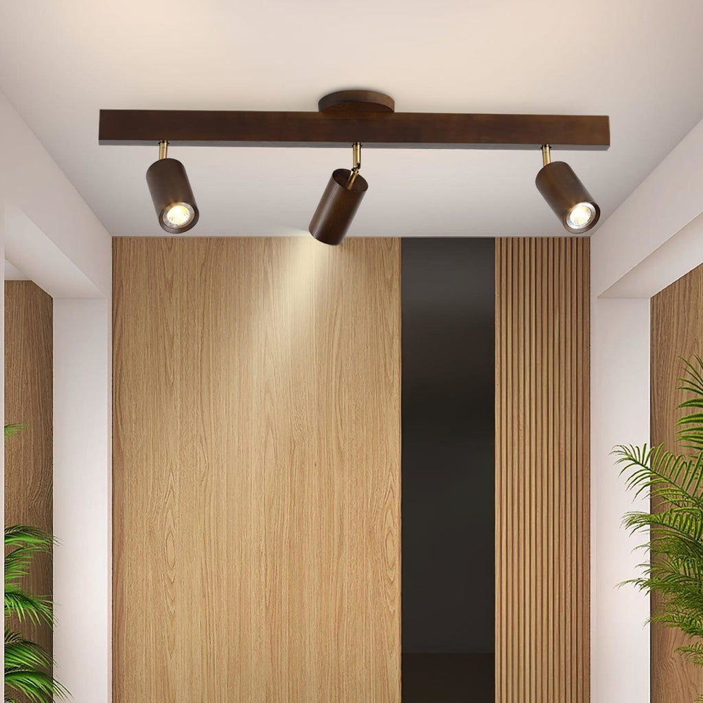 Modern Linear Walnut Wood Ceiling Light for Living Room — Halden Lighting